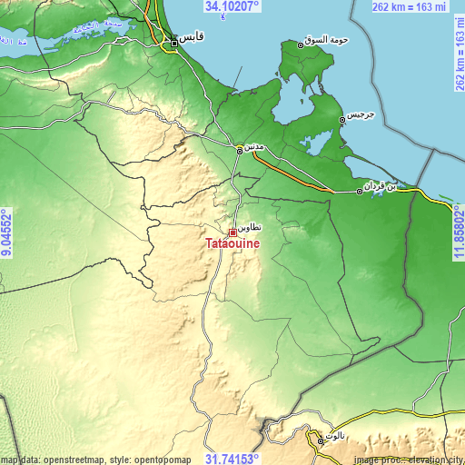 Topographic map of Tataouine