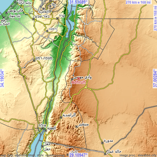 Topographic map of Adhruḩ