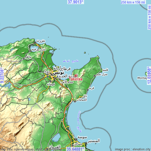 Topographic map of Takelsa