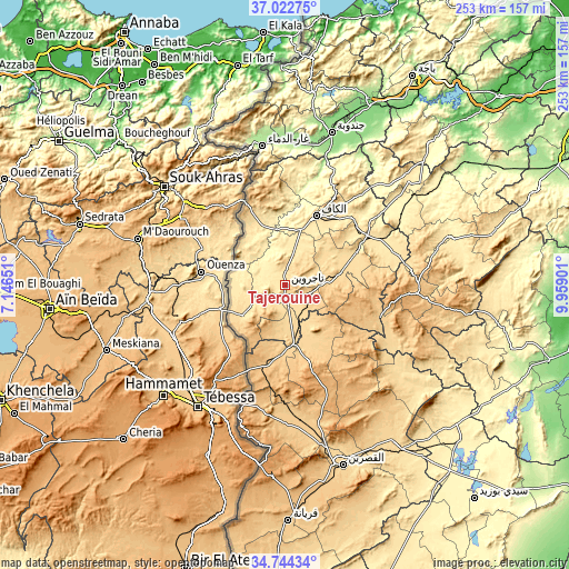 Topographic map of Tajerouine