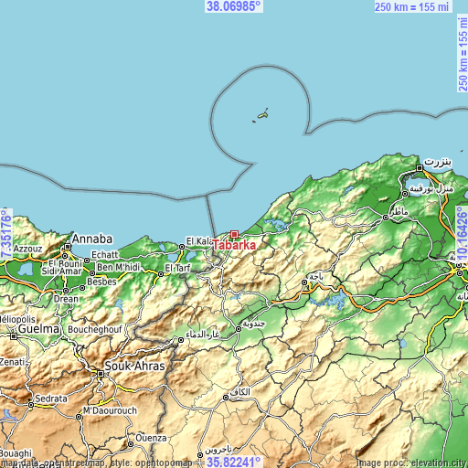 Topographic map of Tabarka