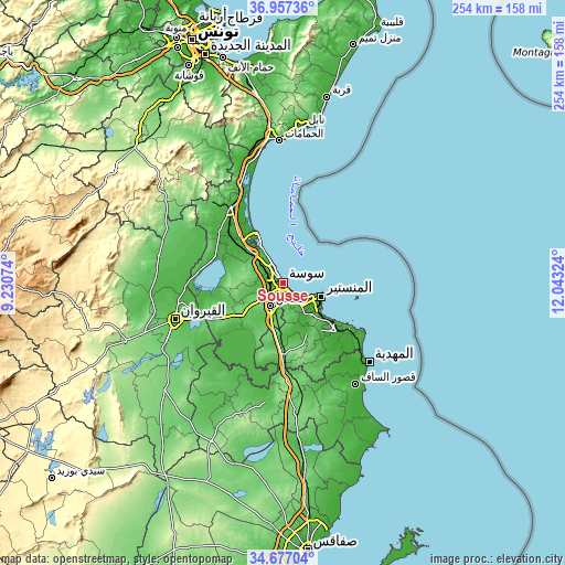 Topographic map of Sousse