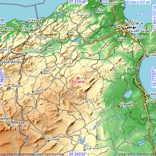 Topographic map of Siliana