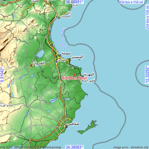 Topographic map of Sidi Ben Nour