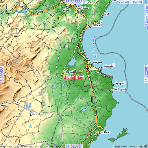 Topographic map of Sidi el Hani