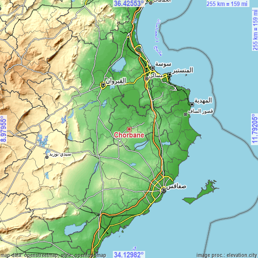 Topographic map of Chorbane