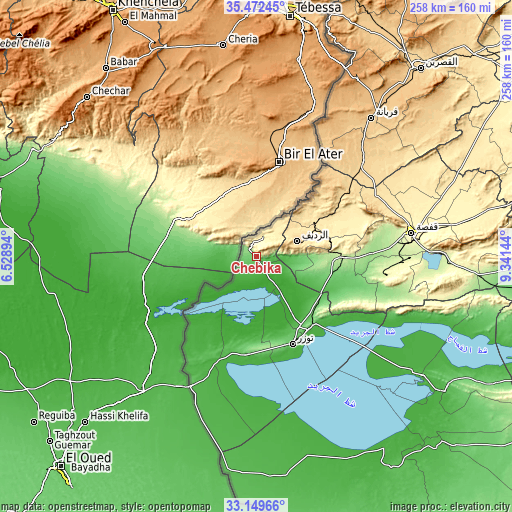 Topographic map of Chebika