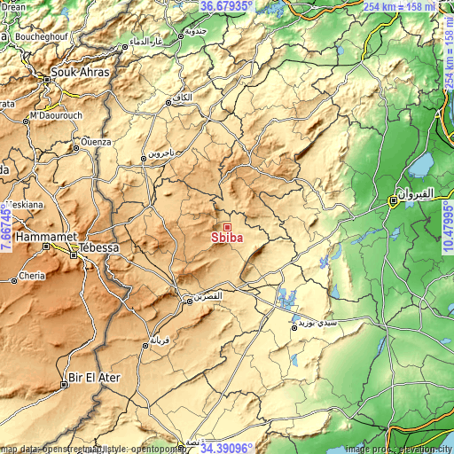 Topographic map of Sbiba