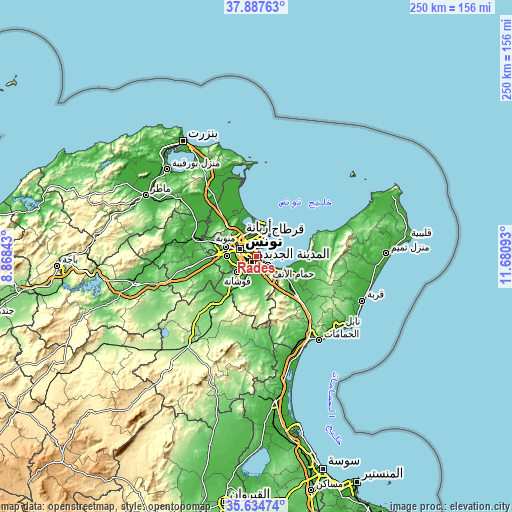 Topographic map of Radès