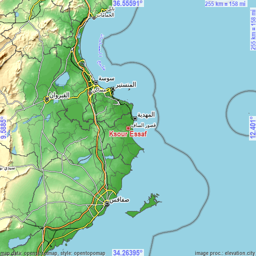 Topographic map of Ksour Essaf