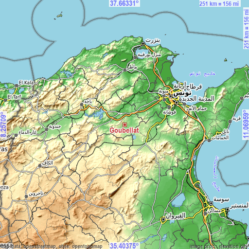 Topographic map of Goubellat