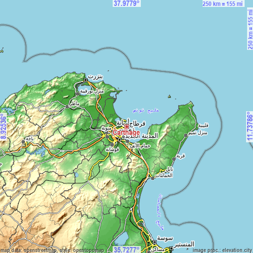 Topographic map of Carthage