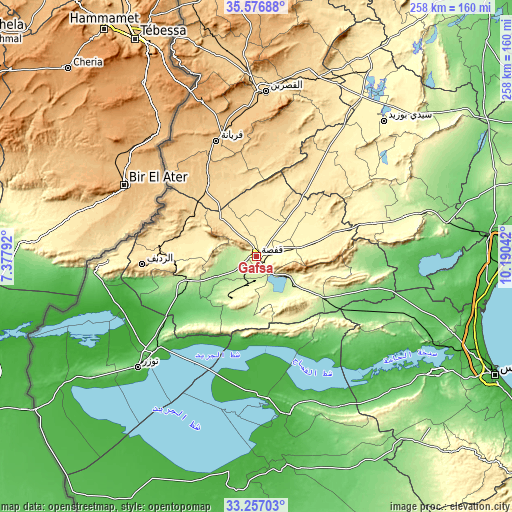 Topographic map of Gafsa