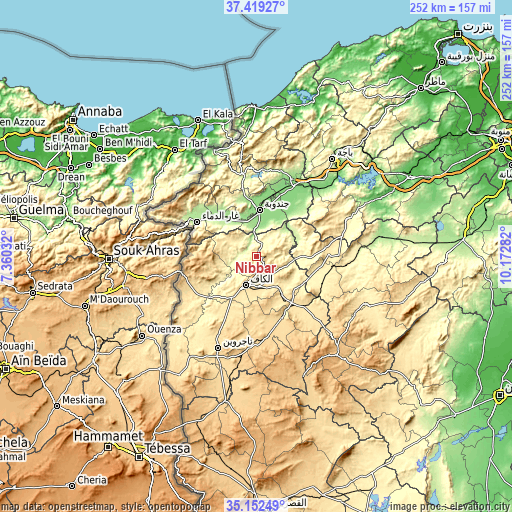 Topographic map of Nibbar