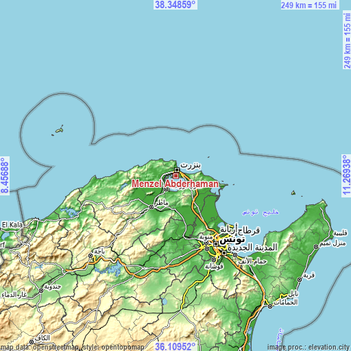 Topographic map of Menzel Abderhaman