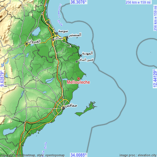 Topographic map of Melloulèche