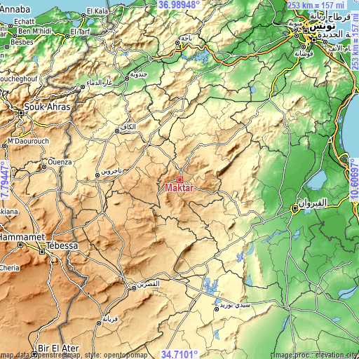 Topographic map of Maktar