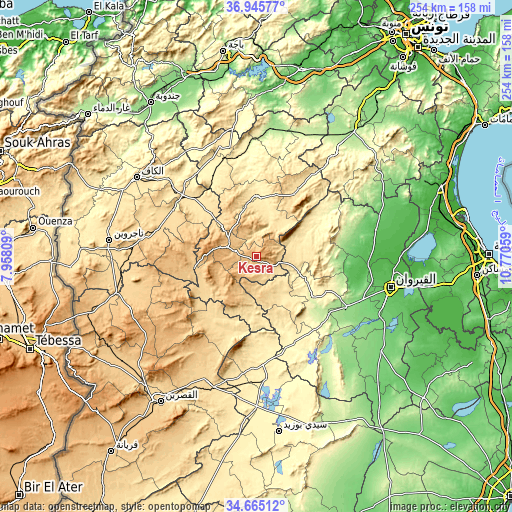 Topographic map of Kesra