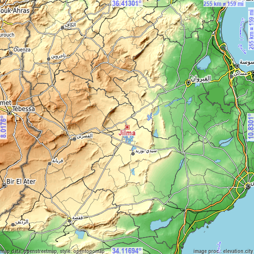 Topographic map of Jilma
