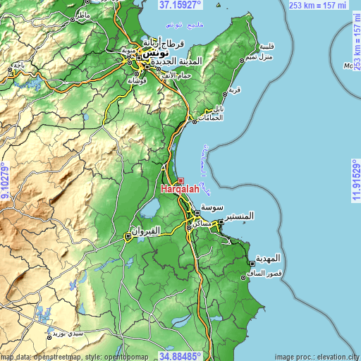 Topographic map of Harqalah