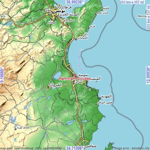 Topographic map of Hammam Sousse