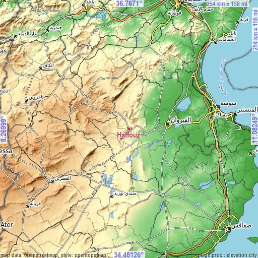 Topographic map of Haffouz