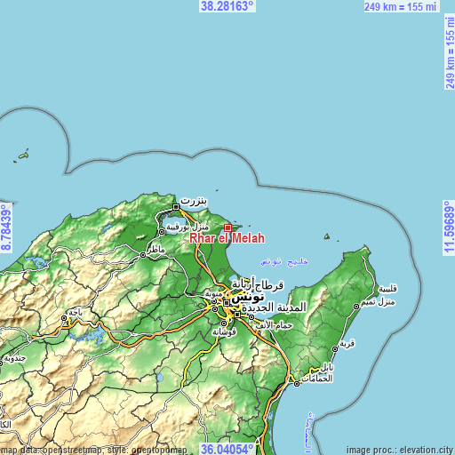 Topographic map of Rhar el Melah