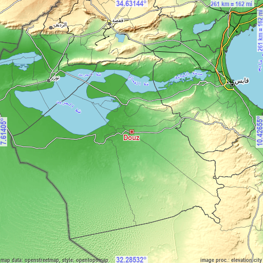 Topographic map of Douz