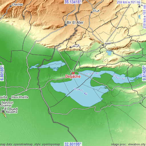 Topographic map of Degache