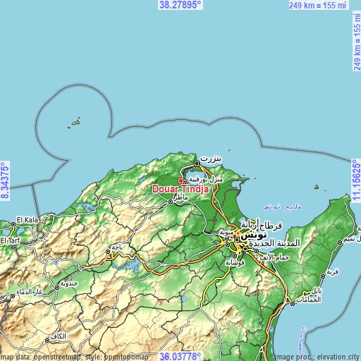 Topographic map of Douar Tindja