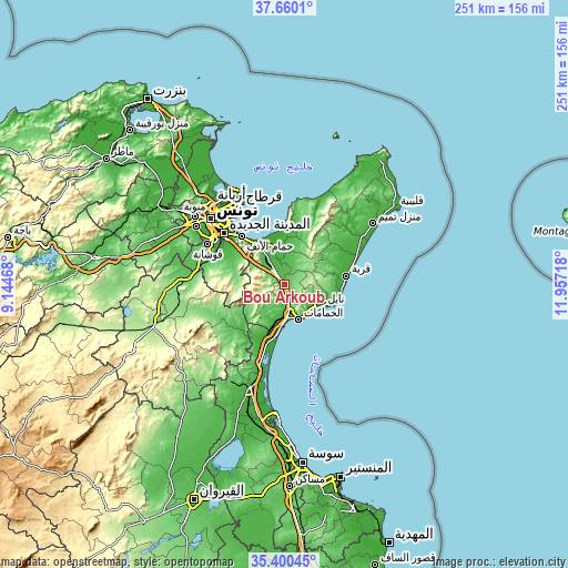 Topographic map of Bou Arkoub