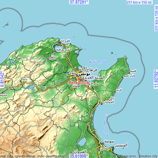 Topographic map of Ben Arous