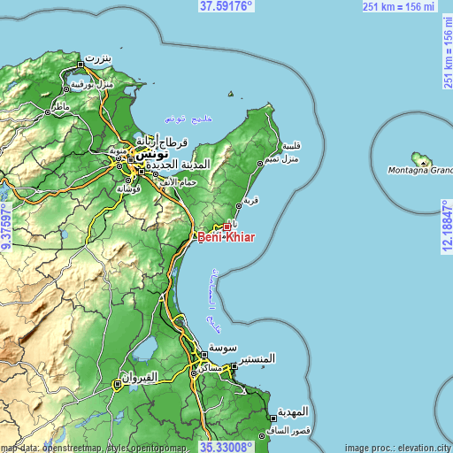 Topographic map of Beni Khiar