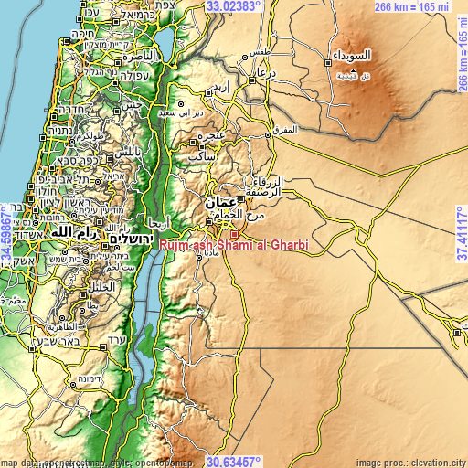 Topographic map of Rujm ash Shāmī al Gharbī