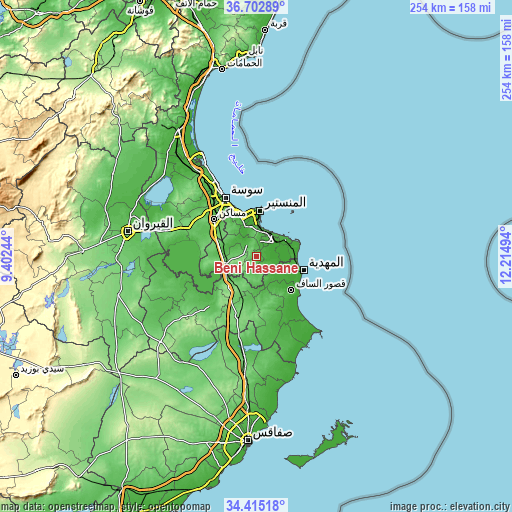 Topographic map of Beni Hassane