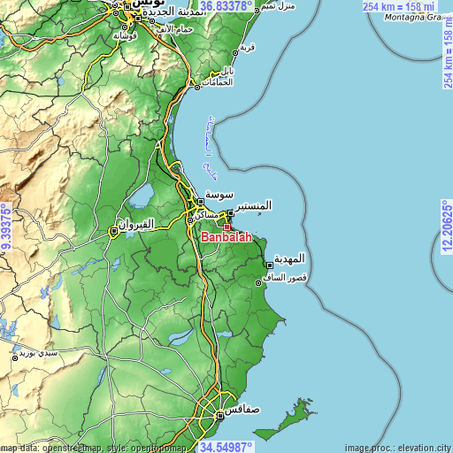 Topographic map of Banbalah