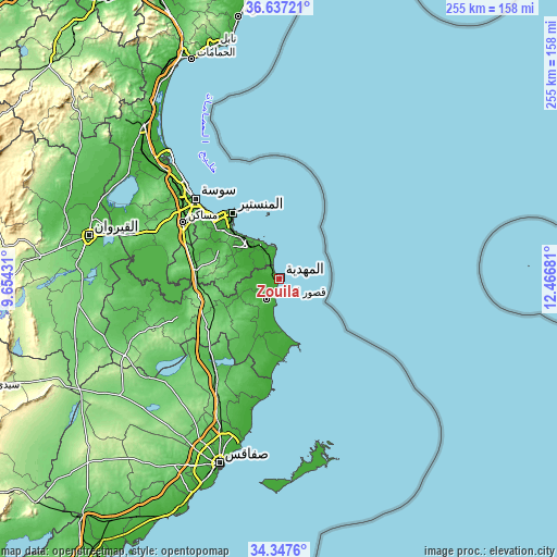 Topographic map of Zouila