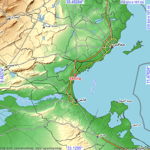 Topographic map of Skhira