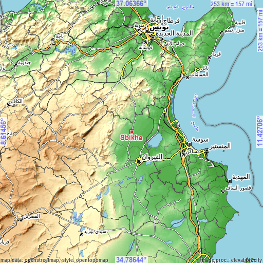 Topographic map of Sbikha