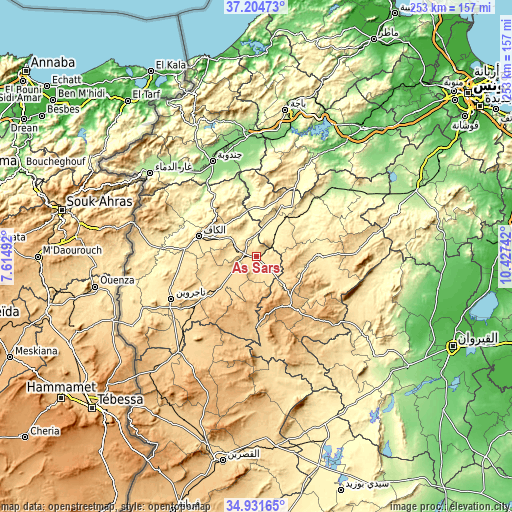 Topographic map of As Sars