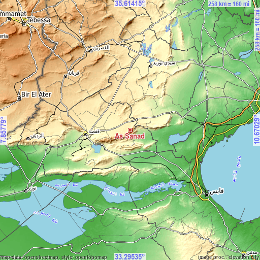 Topographic map of As Sanad