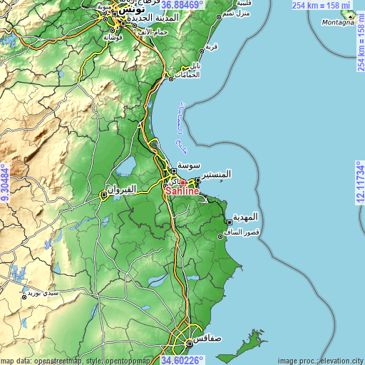 Topographic map of Sahline