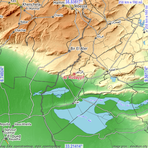 Topographic map of Ar Rudayyif