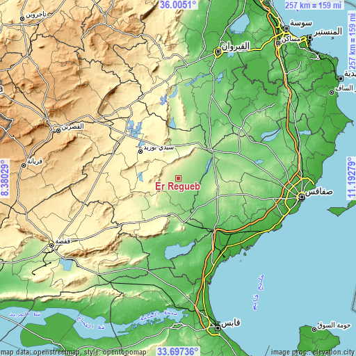 Topographic map of Er Regueb