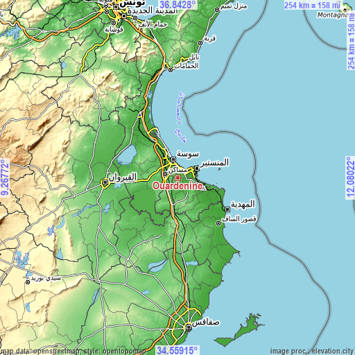 Topographic map of Ouardenine