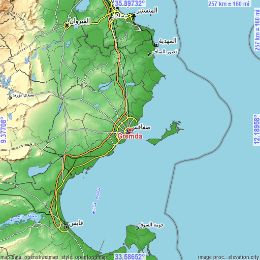 Topographic map of Gremda