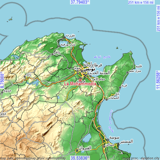 Topographic map of La Mohammedia