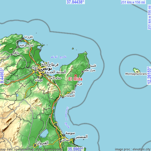 Topographic map of El Mida