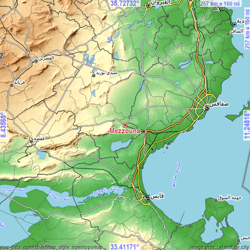 Topographic map of Mezzouna