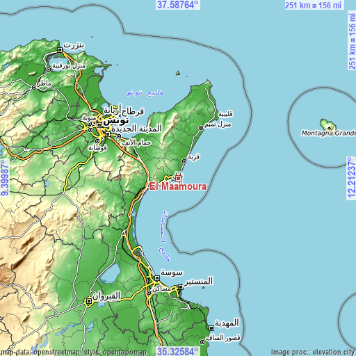 Topographic map of El Maamoura